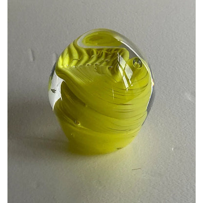 Murano Art Glass Paperweight Yellow Modern Desk Accessory — detail 2