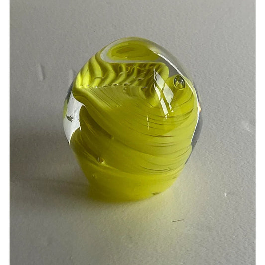 Murano Art Glass Paperweight Yellow Modern Desk Accessory — detail 2