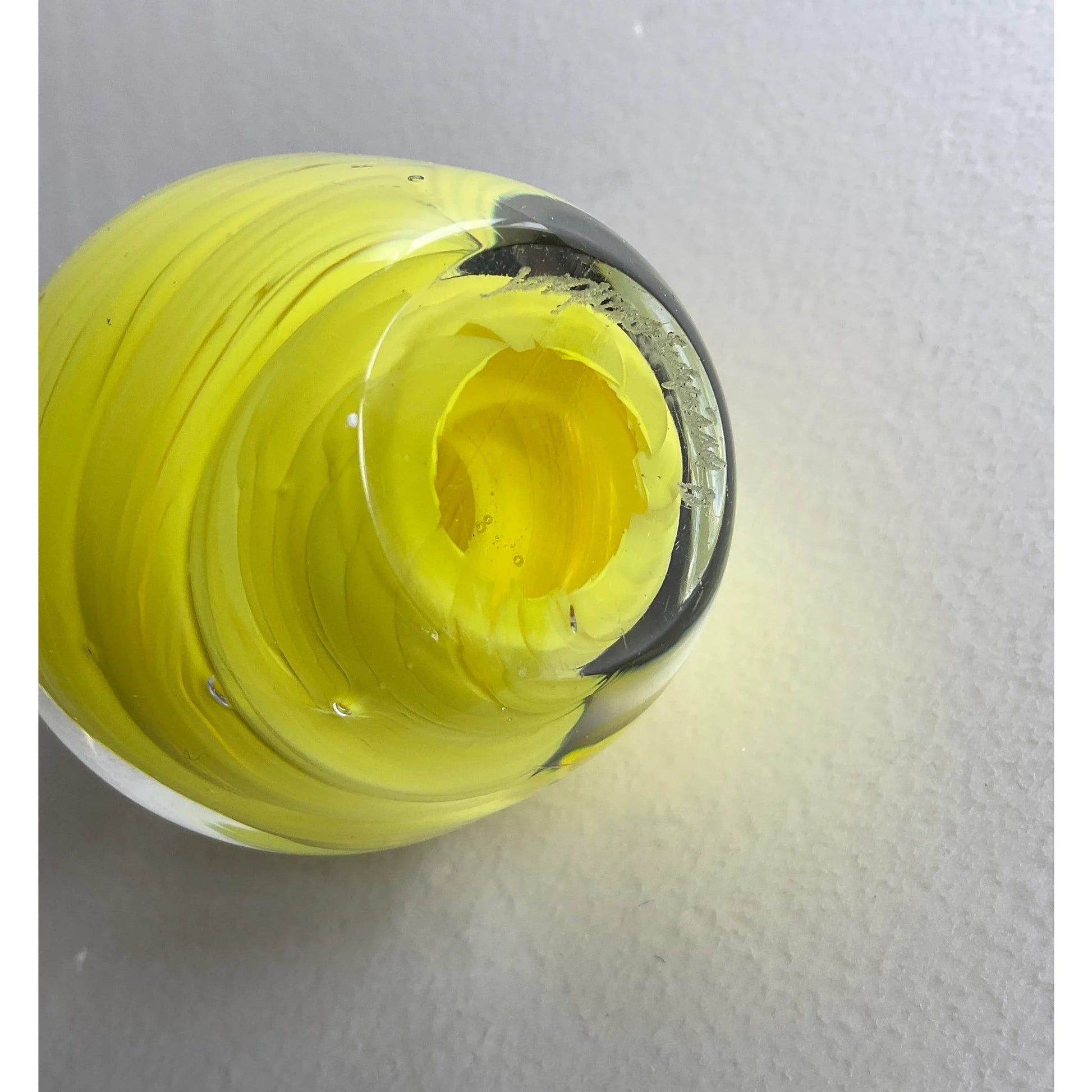 Murano Art Glass Paperweight Yellow Modern Desk Accessory — detail 6