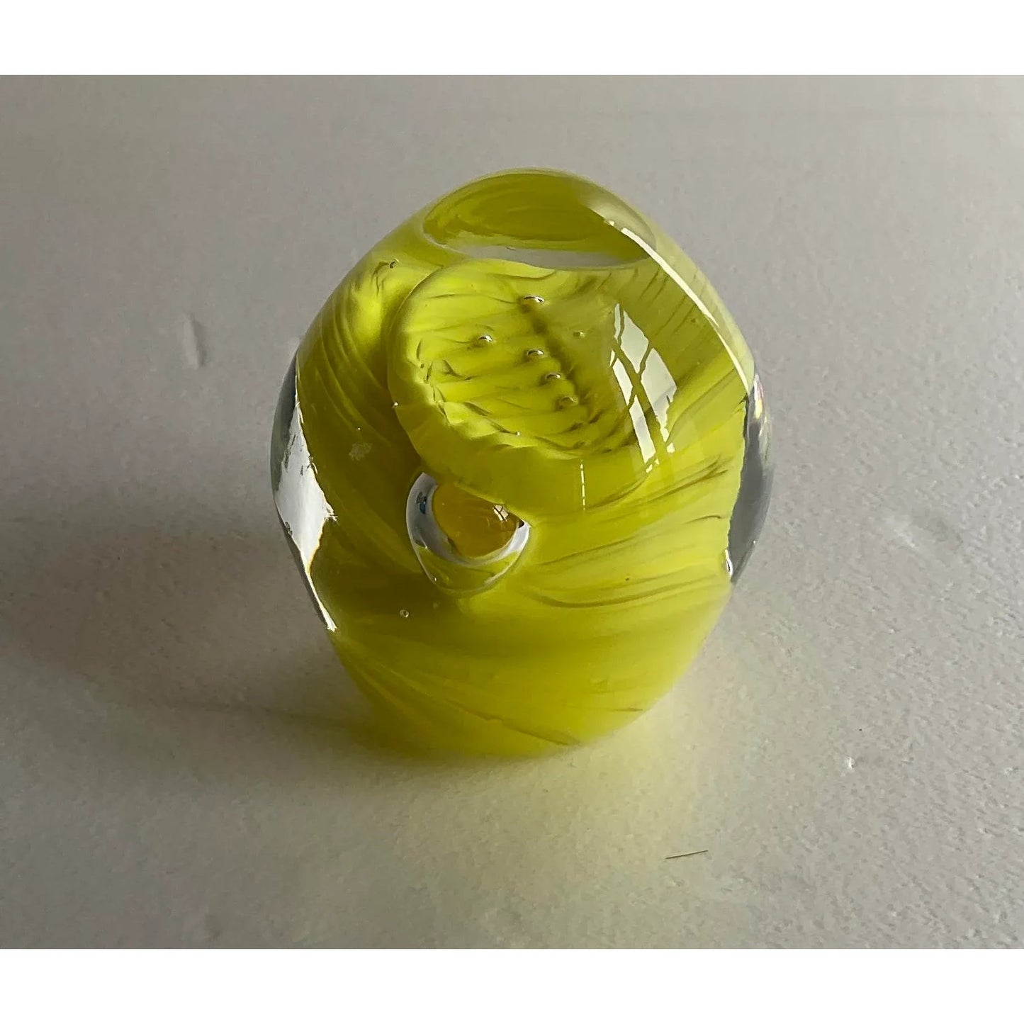 Murano Art Glass Paperweight Yellow Modern Desk Accessory — detail 4