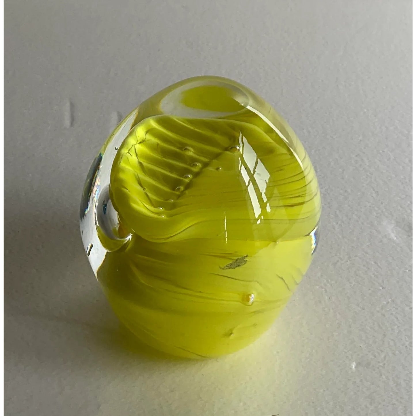 Murano Art Glass Paperweight Yellow Modern Desk Accessory — detail 3