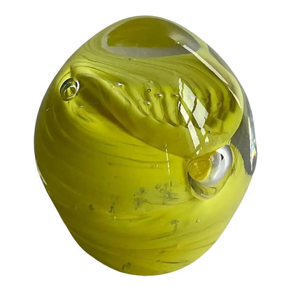 Murano Art Glass Paperweight Yellow Modern Desk Accessory