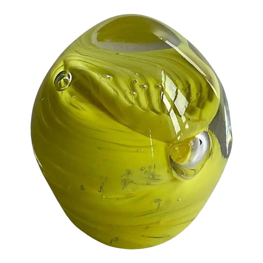 Murano Art Glass Paperweight Yellow Modern Desk Accessory