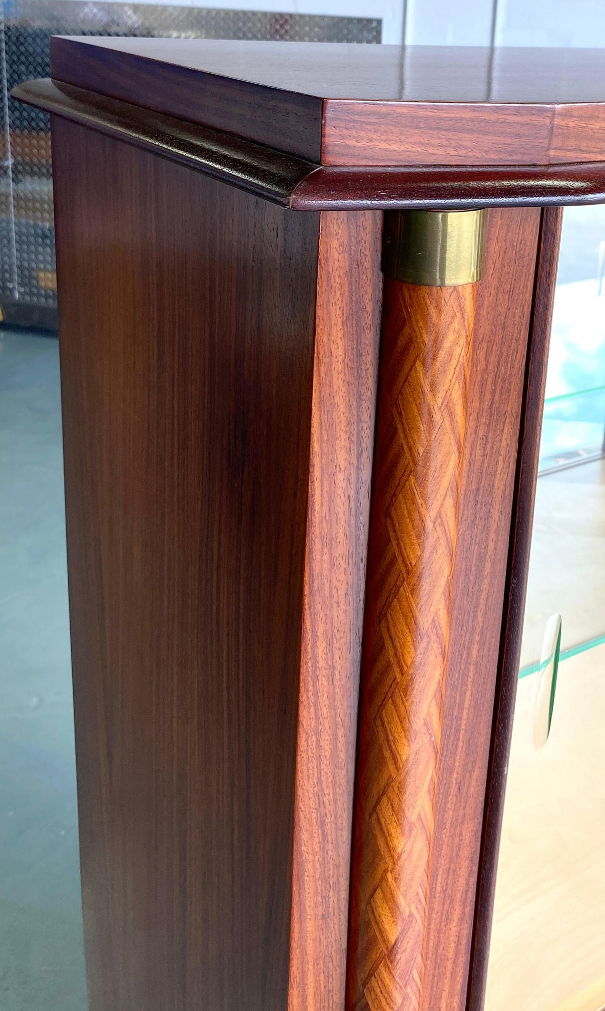Modernist Dry Bar Cabinet attrib to Jules Leleu, French Art Deco Dry Bar Cabinet — detail 7