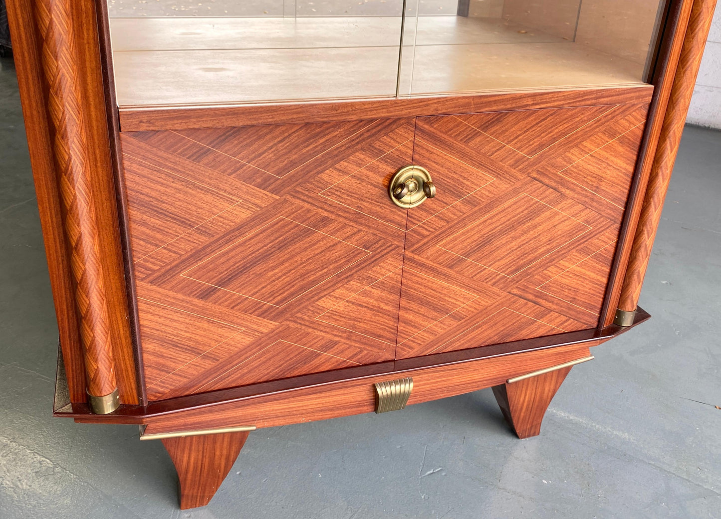 Modernist Dry Bar Cabinet attrib to Jules Leleu, French Art Deco Dry Bar Cabinet — detail 4