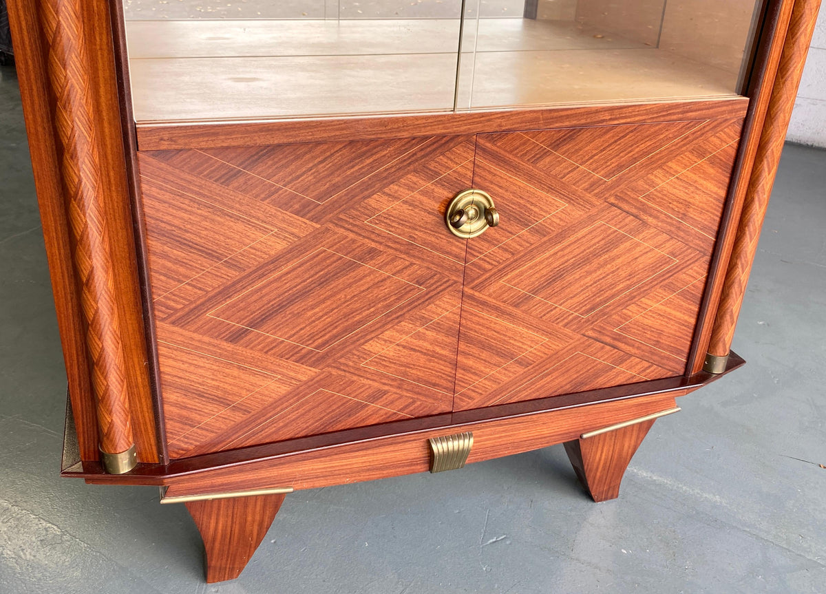 Modernist Dry Bar Cabinet attrib to Jules Leleu, French Art Deco Dry Bar Cabinet — detail 4
