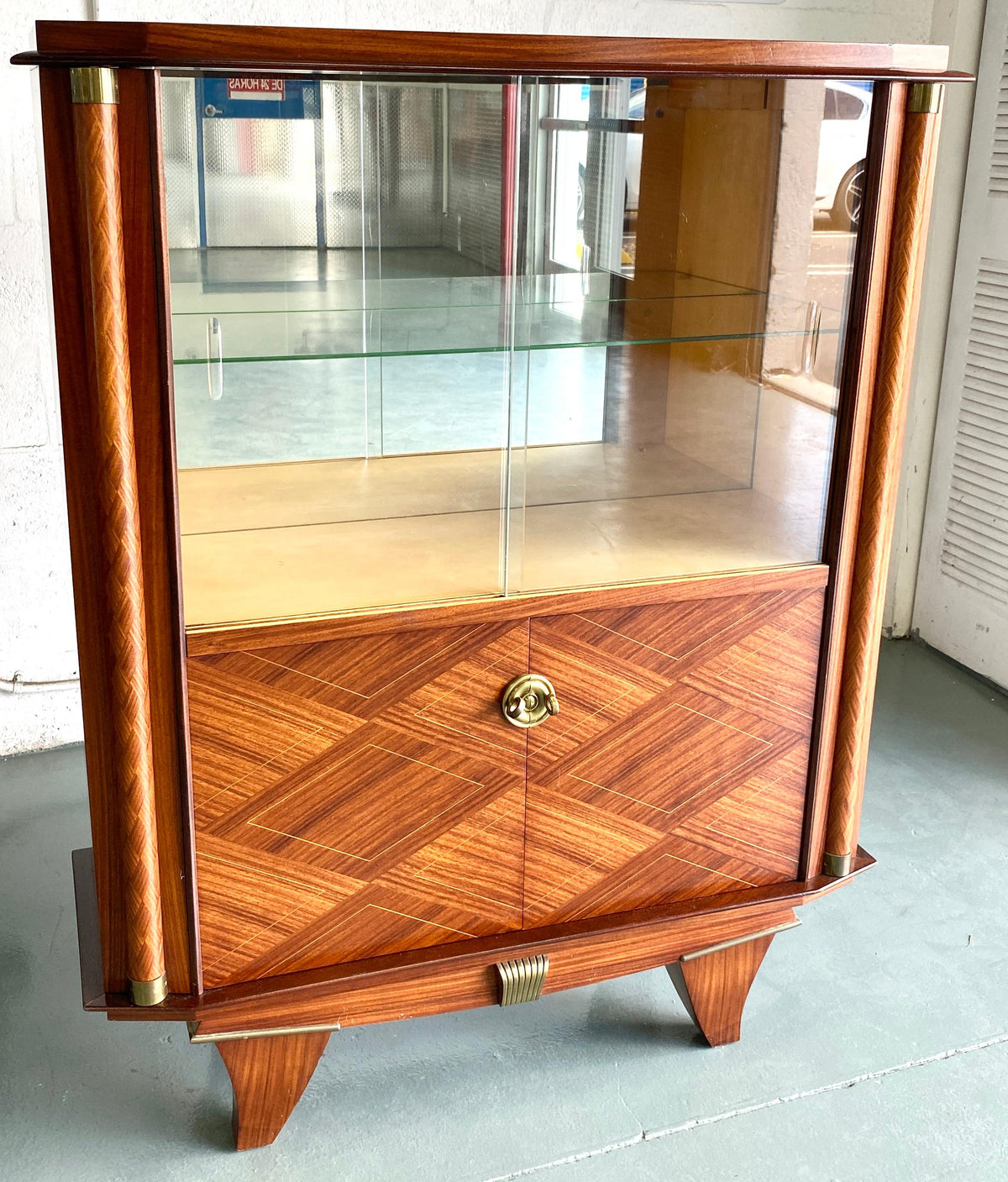 Modernist Dry Bar Cabinet attrib to Jules Leleu, French Art Deco Dry Bar Cabinet — detail 11