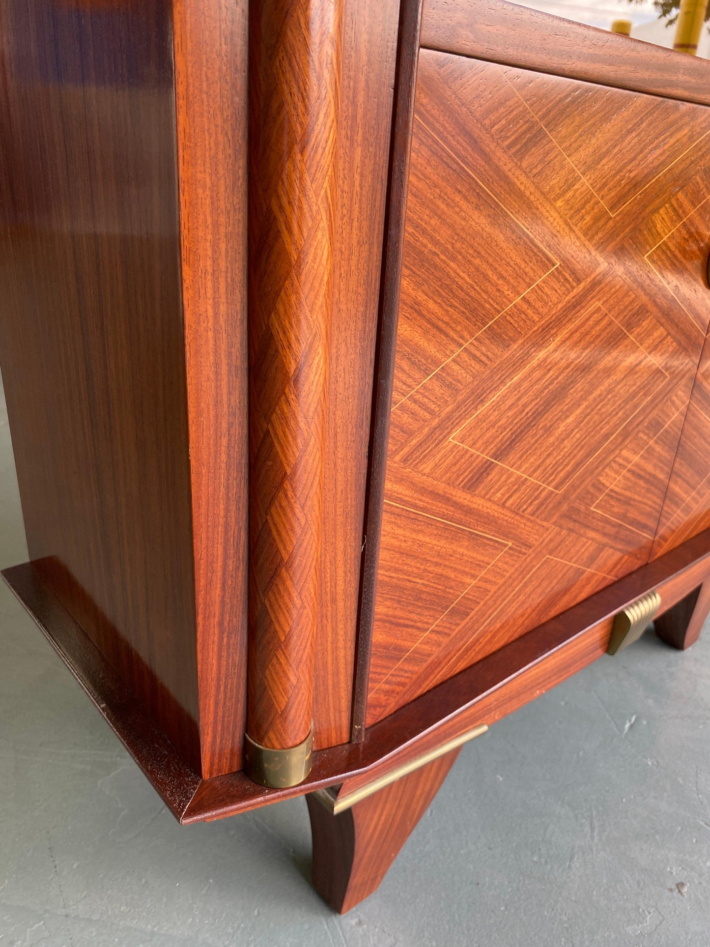 Modernist Dry Bar Cabinet attrib to Jules Leleu, French Art Deco Dry Bar Cabinet — detail 2