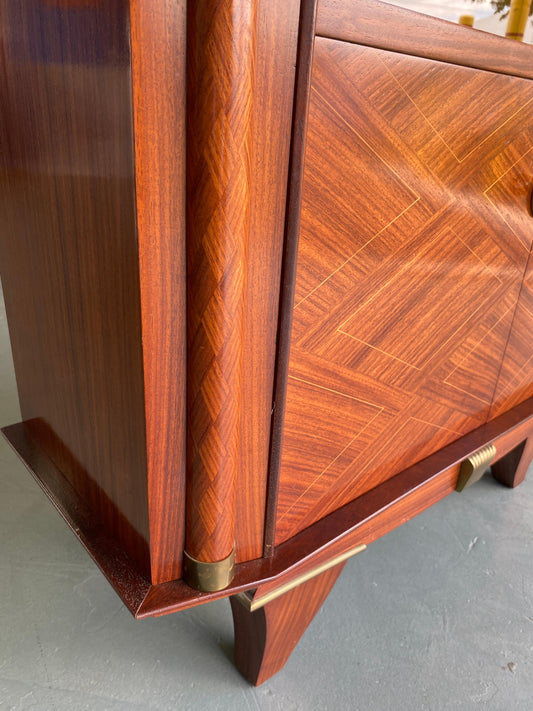 Modernist Dry Bar Cabinet attrib to Jules Leleu, French Art Deco Dry Bar Cabinet — detail 2