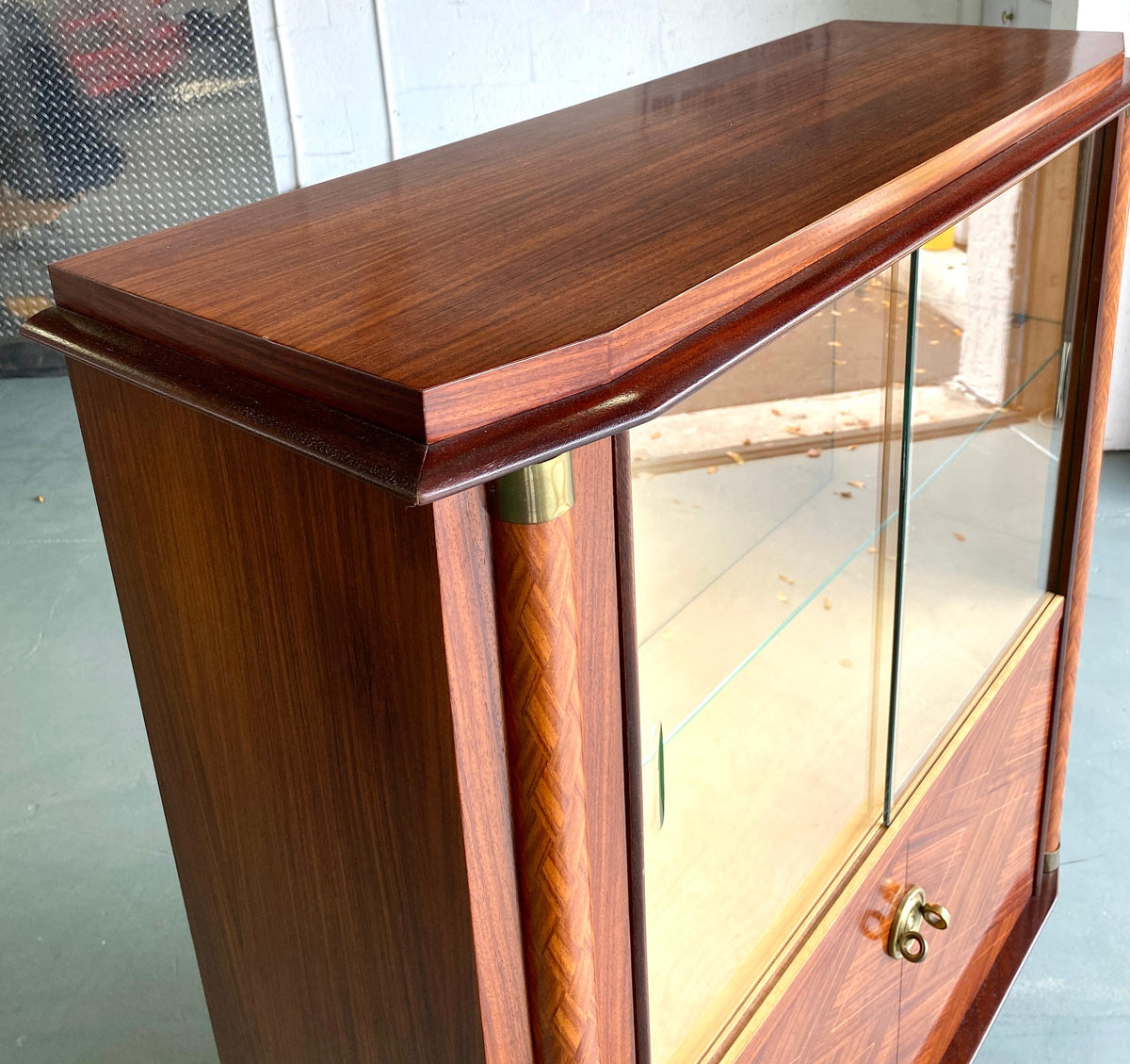 Modernist Dry Bar Cabinet attrib to Jules Leleu, French Art Deco Dry Bar Cabinet — detail 6