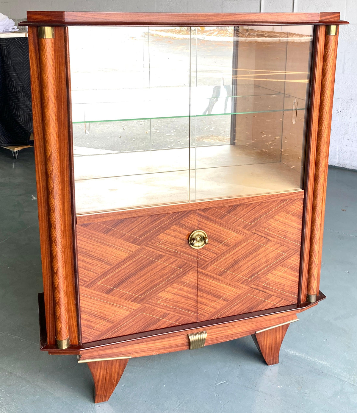Modernist Dry Bar Cabinet attrib to Jules Leleu, French Art Deco Dry Bar Cabinet — detail 5