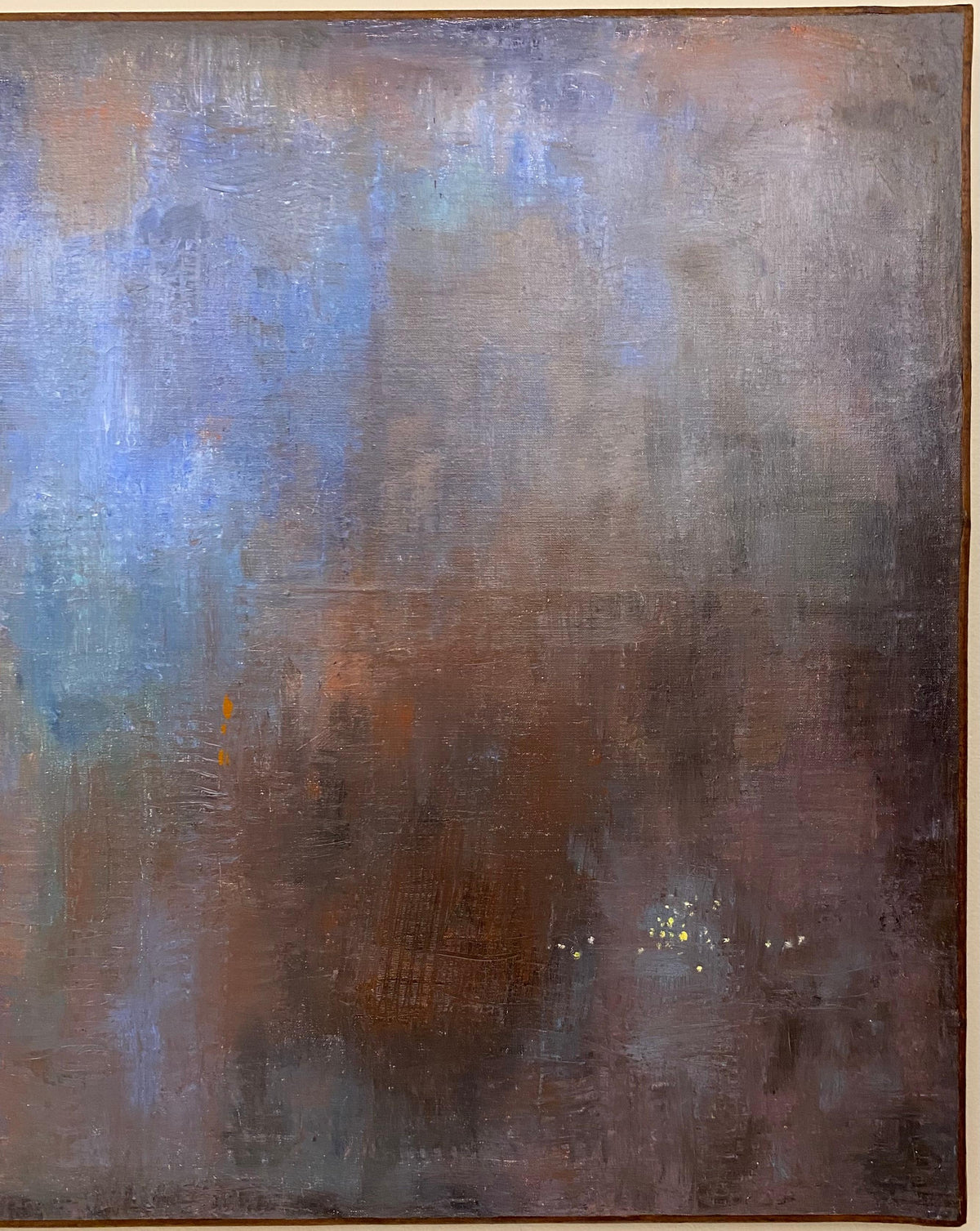 Large Blue Abstract Oil on Canvas Painting by C. Azuelos — detail 3