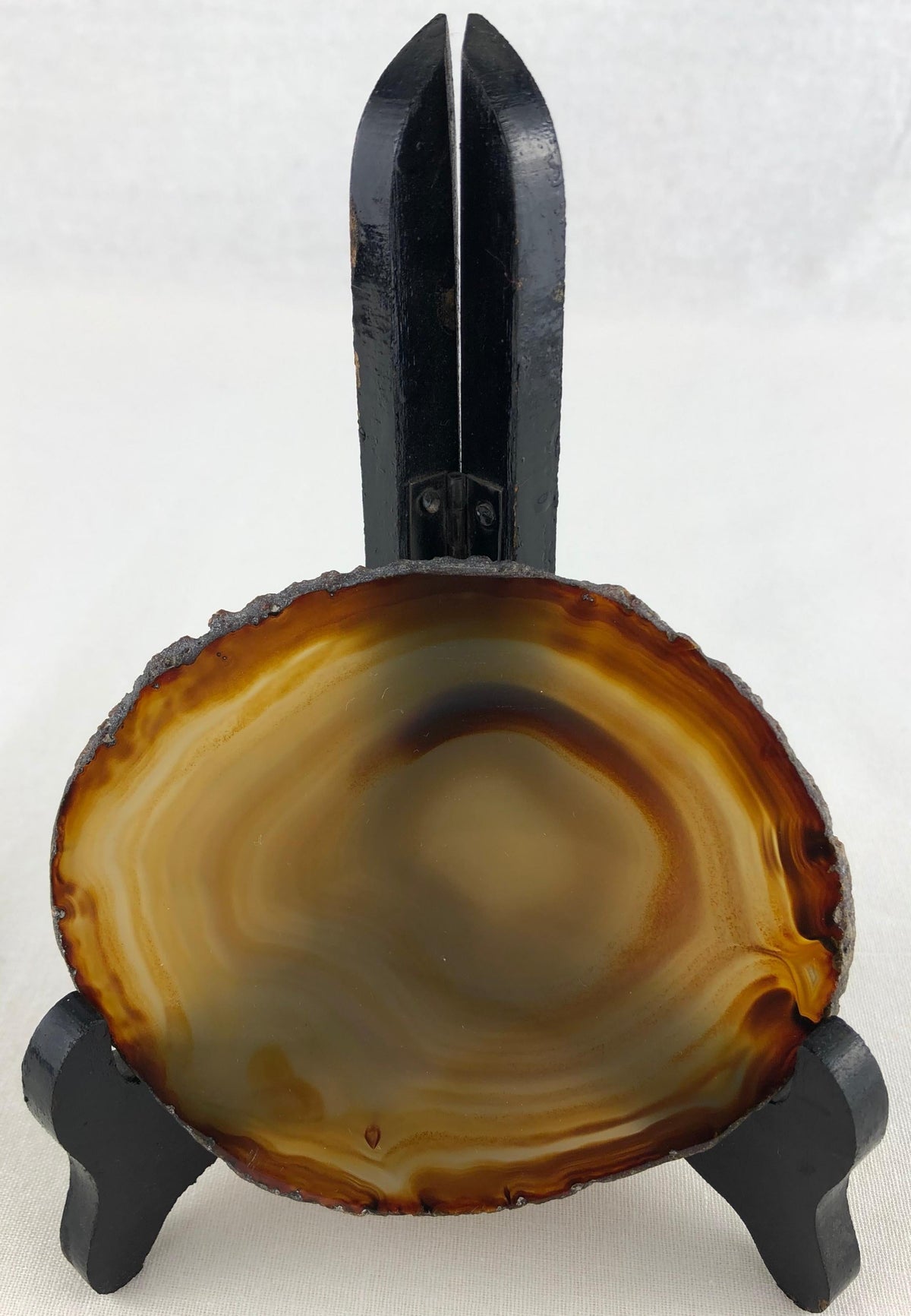 Amber Colored Natural Stone with Wood Stand — detail 2