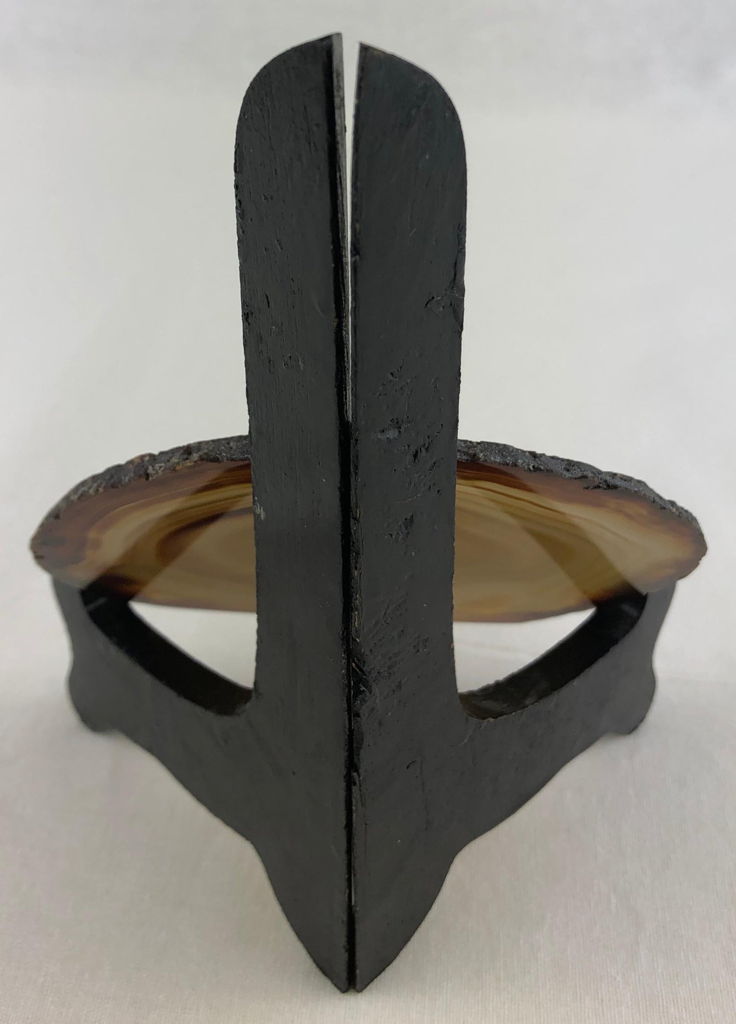 Amber Colored Natural Stone with Wood Stand — detail 3
