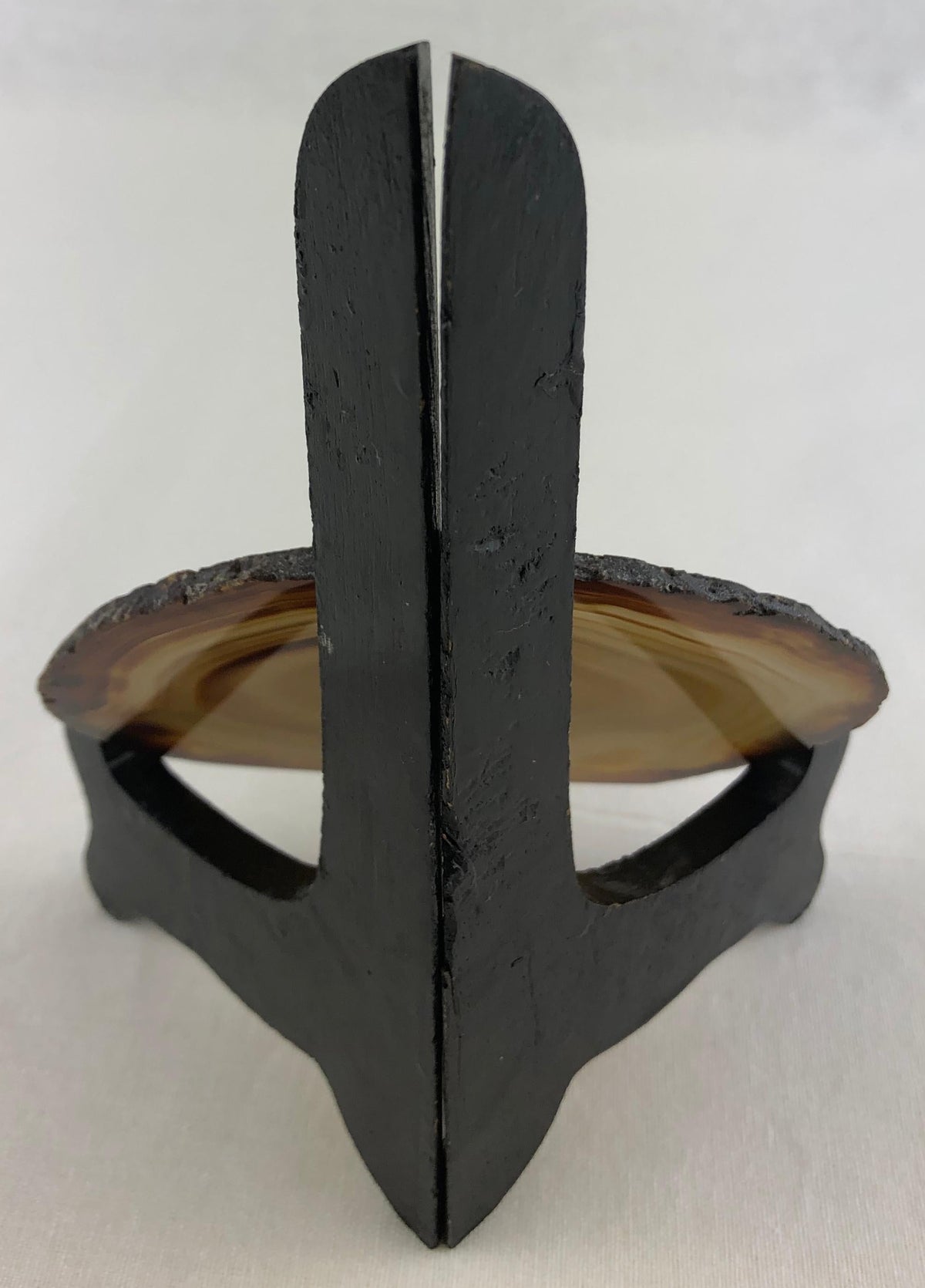 Amber Colored Natural Stone with Wood Stand — detail 3