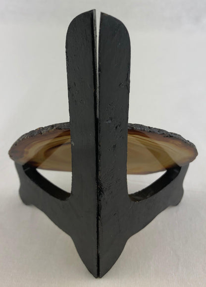 Amber Colored Natural Stone with Wood Stand — detail 3