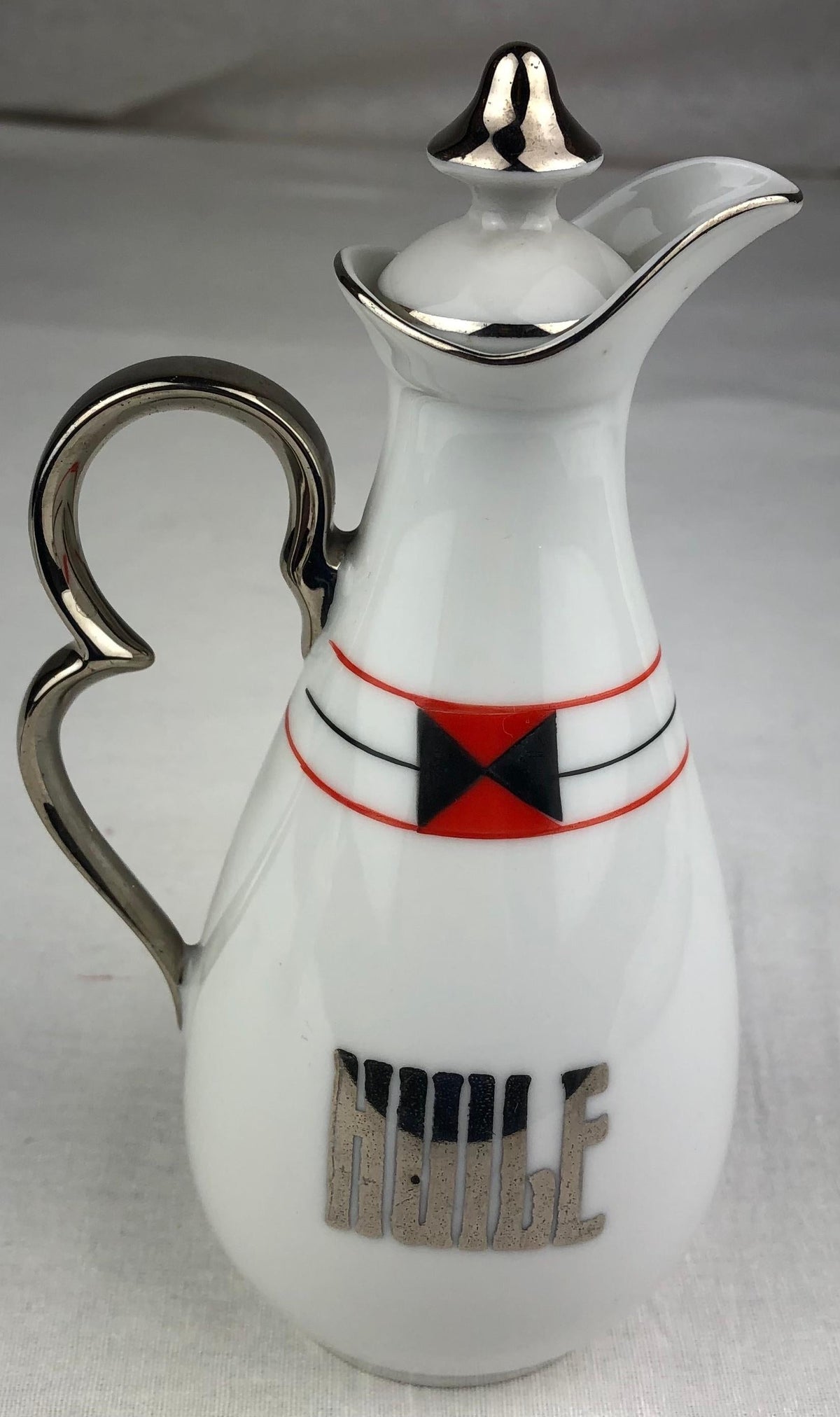 20th Century Oil Vinegar and Mustard Serving Set Mounted Porcelain — detail 6