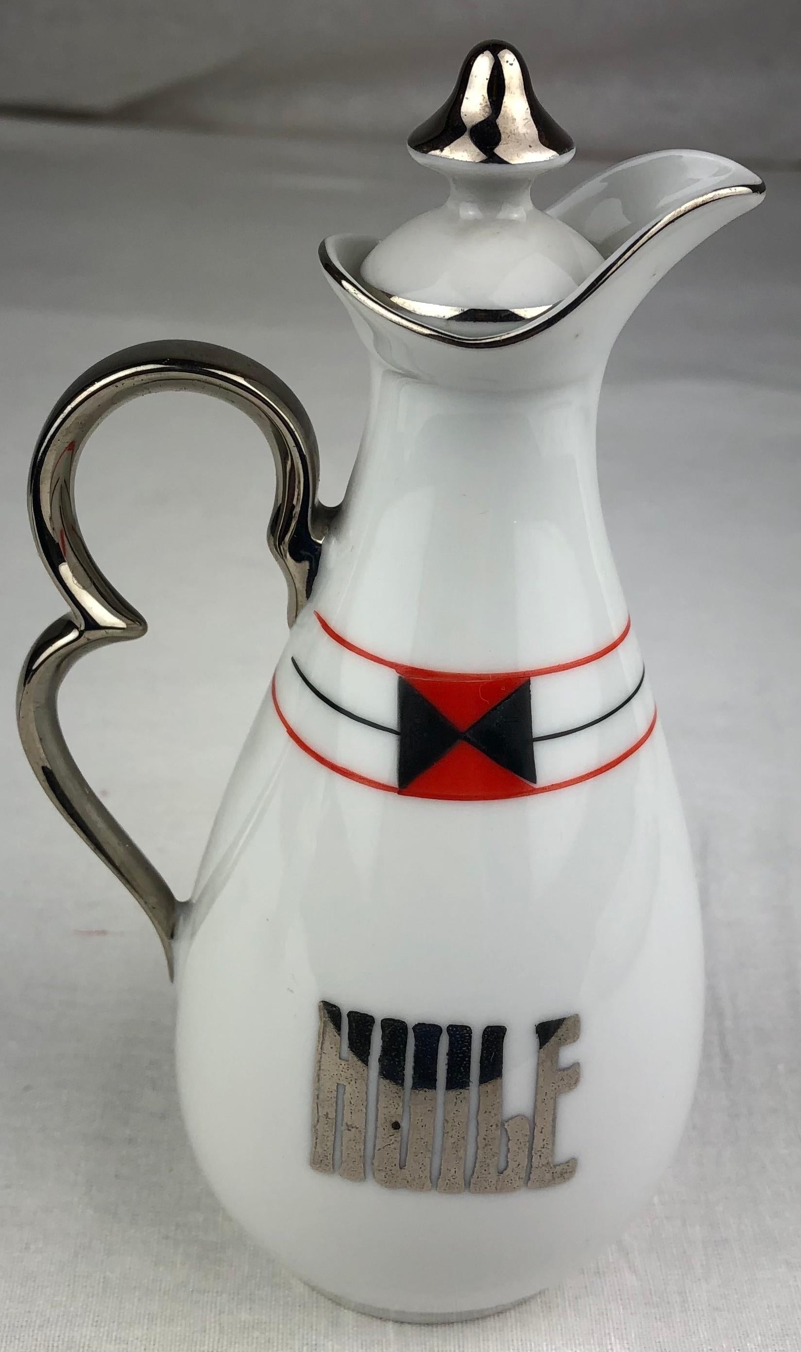 20th Century Oil Vinegar and Mustard Serving Set Mounted Porcelain — detail 6