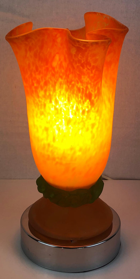 French Art Deco Table Lamp with Pâte de Verre Glass Shade, circa 1920s — detail 2