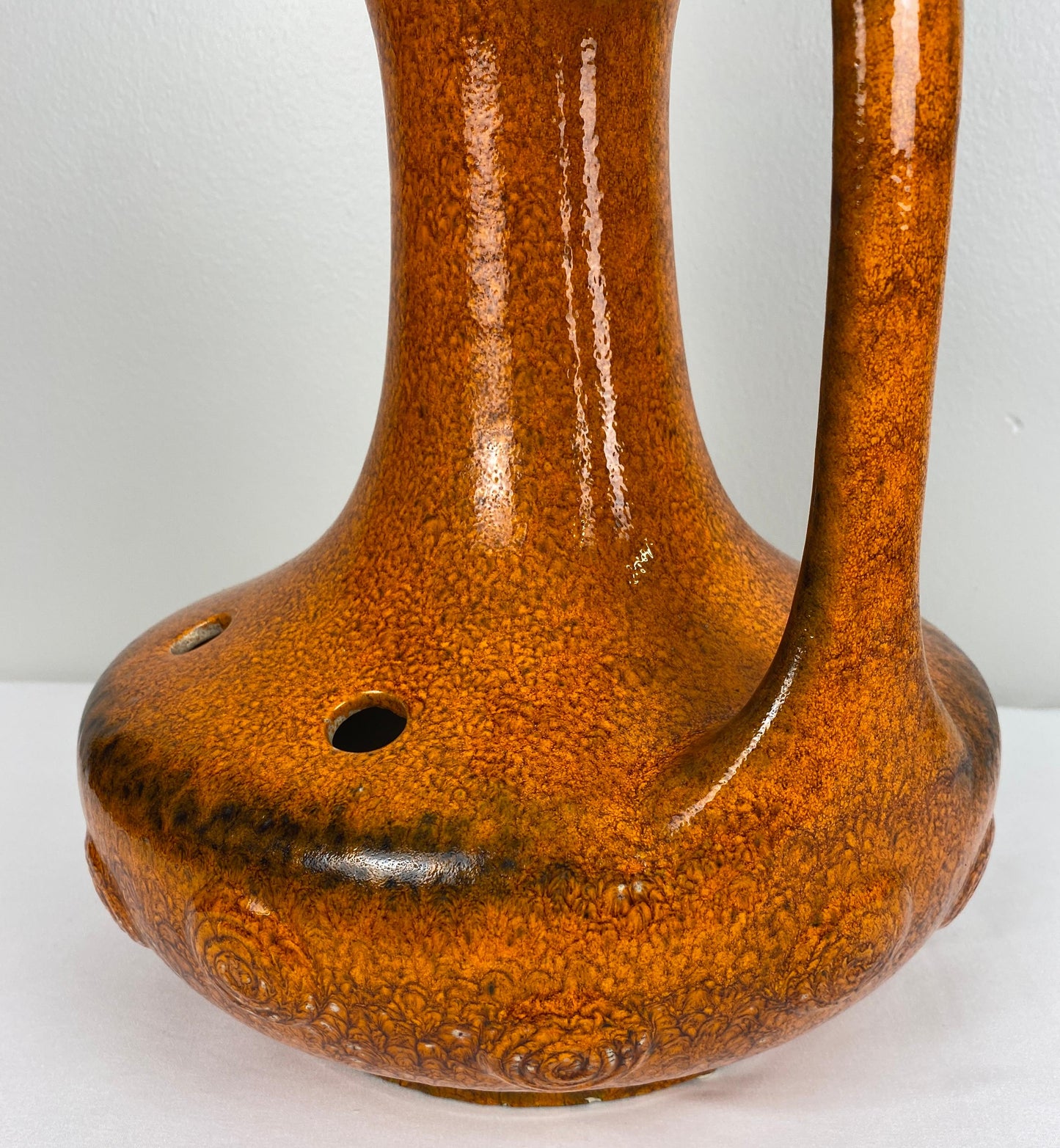 French Mid-Century Ceramic Table Lamp Orange — detail 5