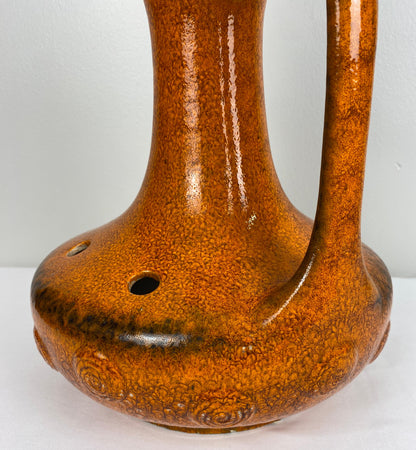 French Mid-Century Ceramic Table Lamp Orange — detail 5