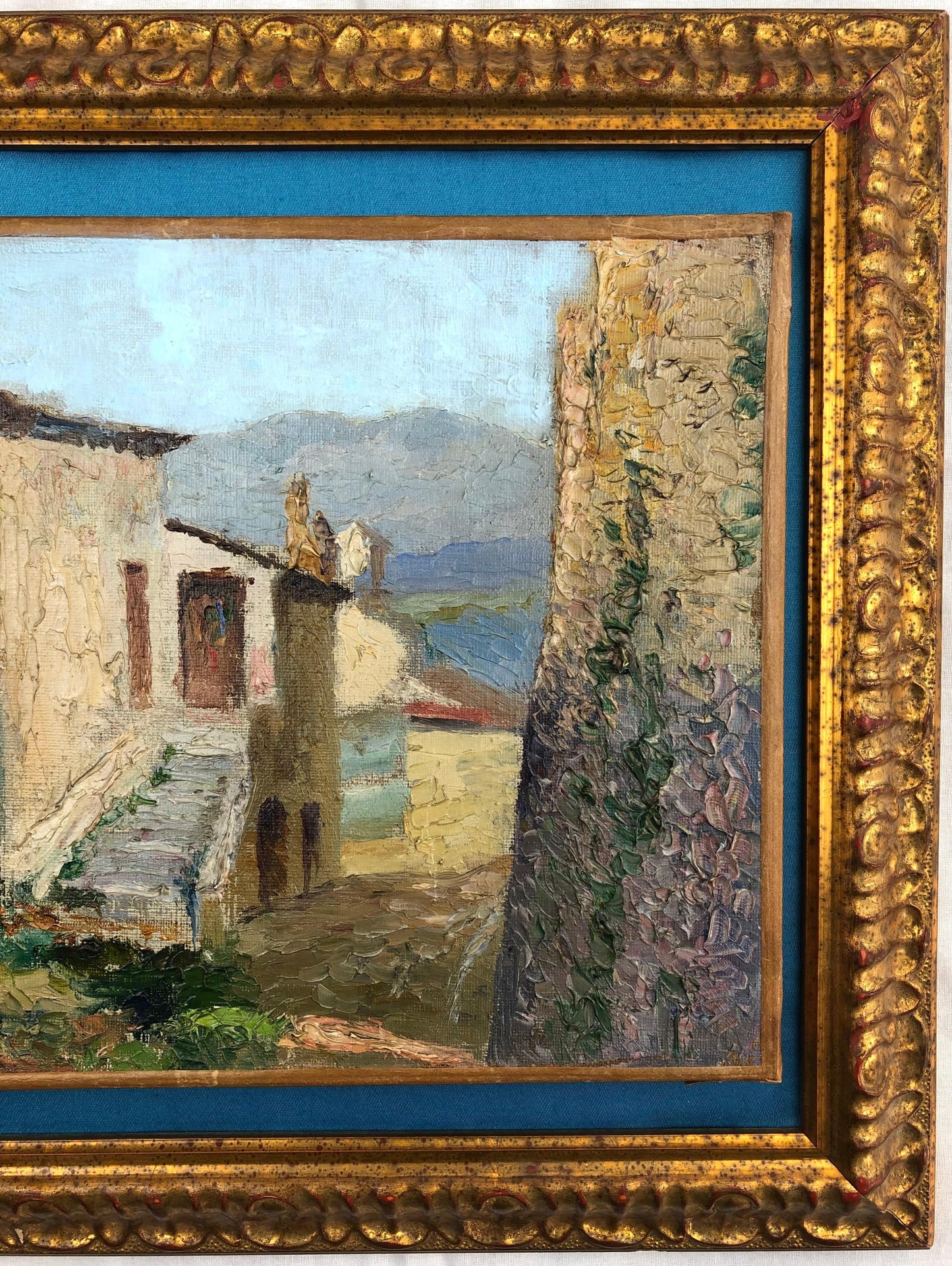 Original Oil Painting of the French Cote d'Azur Village Cagnes — detail 4