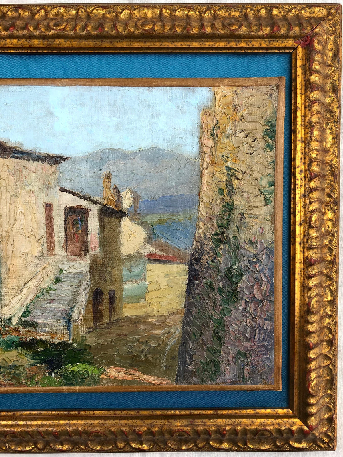 Original Oil Painting of the French Cote d'Azur Village Cagnes — detail 4