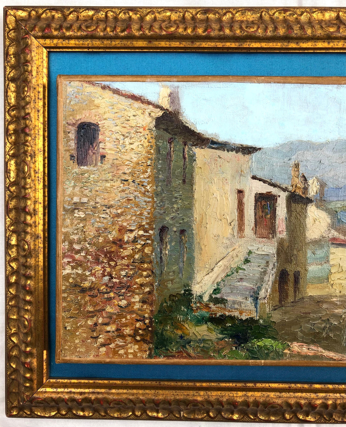 Original Oil Painting of the French Cote d'Azur Village Cagnes — detail 3