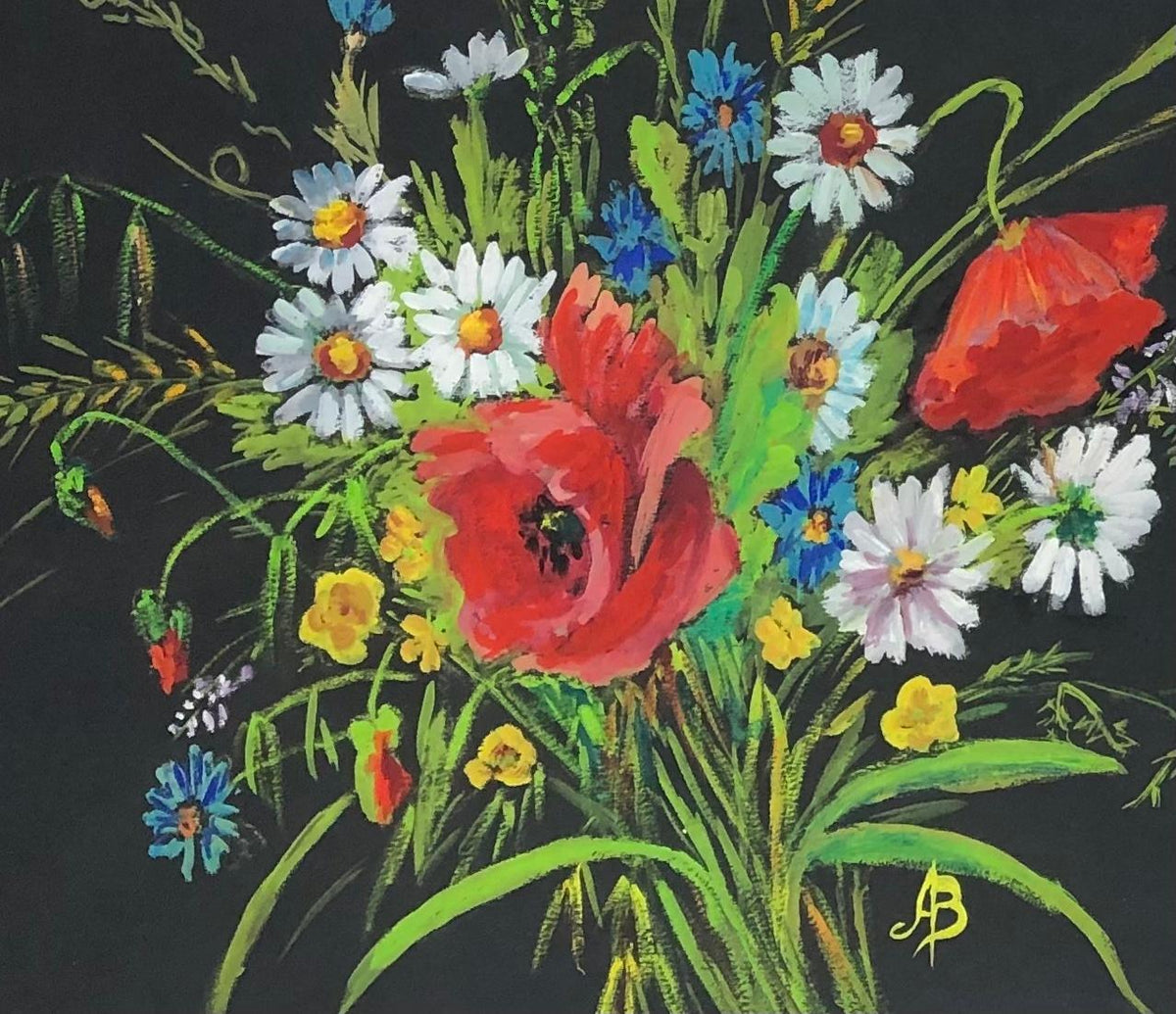 French Oil Painting Bouquet of Flowers, Signed — detail 4