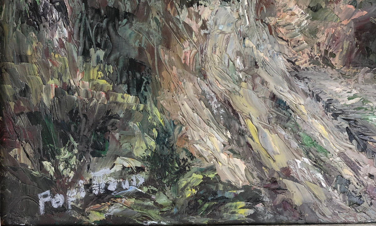 Original French Oil Painting of a Country Scene by Marcelle Papillaud — detail 4