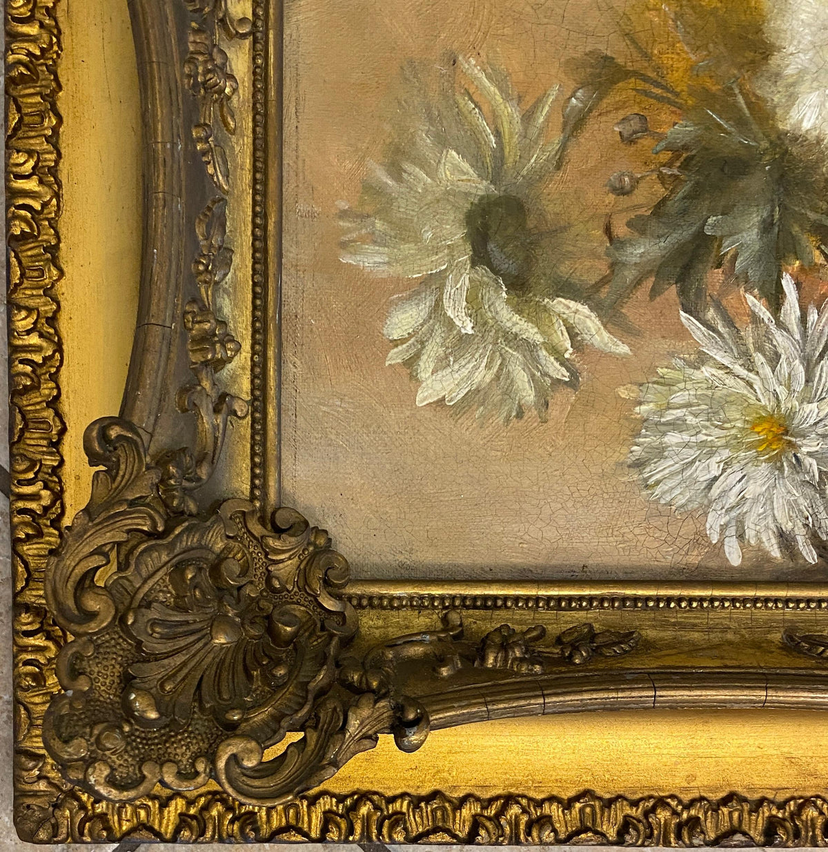 Still Life Oil Painting of Flowers 20th Century, Signed J.E. Cook — detail 4