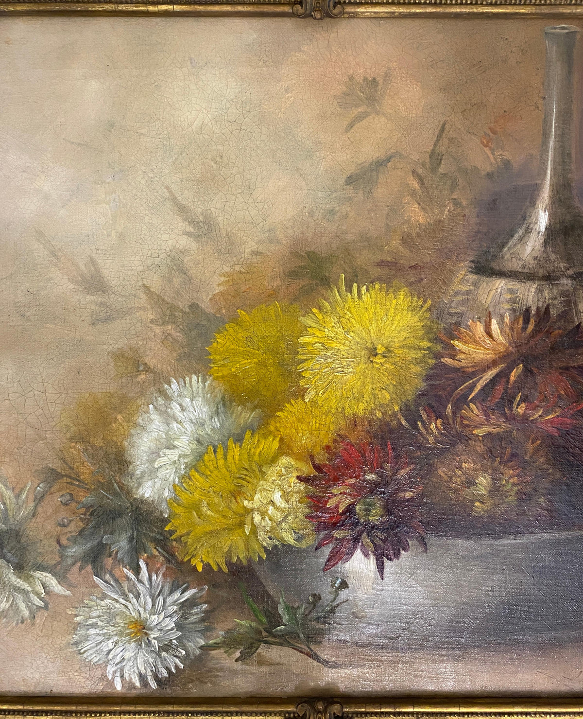 Still Life Oil Painting of Flowers 20th Century, Signed J.E. Cook — detail 5