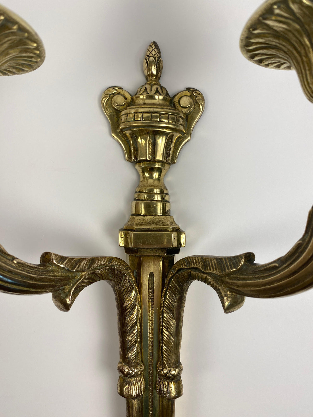 Large Pair of 19th Century French Louis XVI Style Bronze Two-Armed Wall Sconces — detail 5