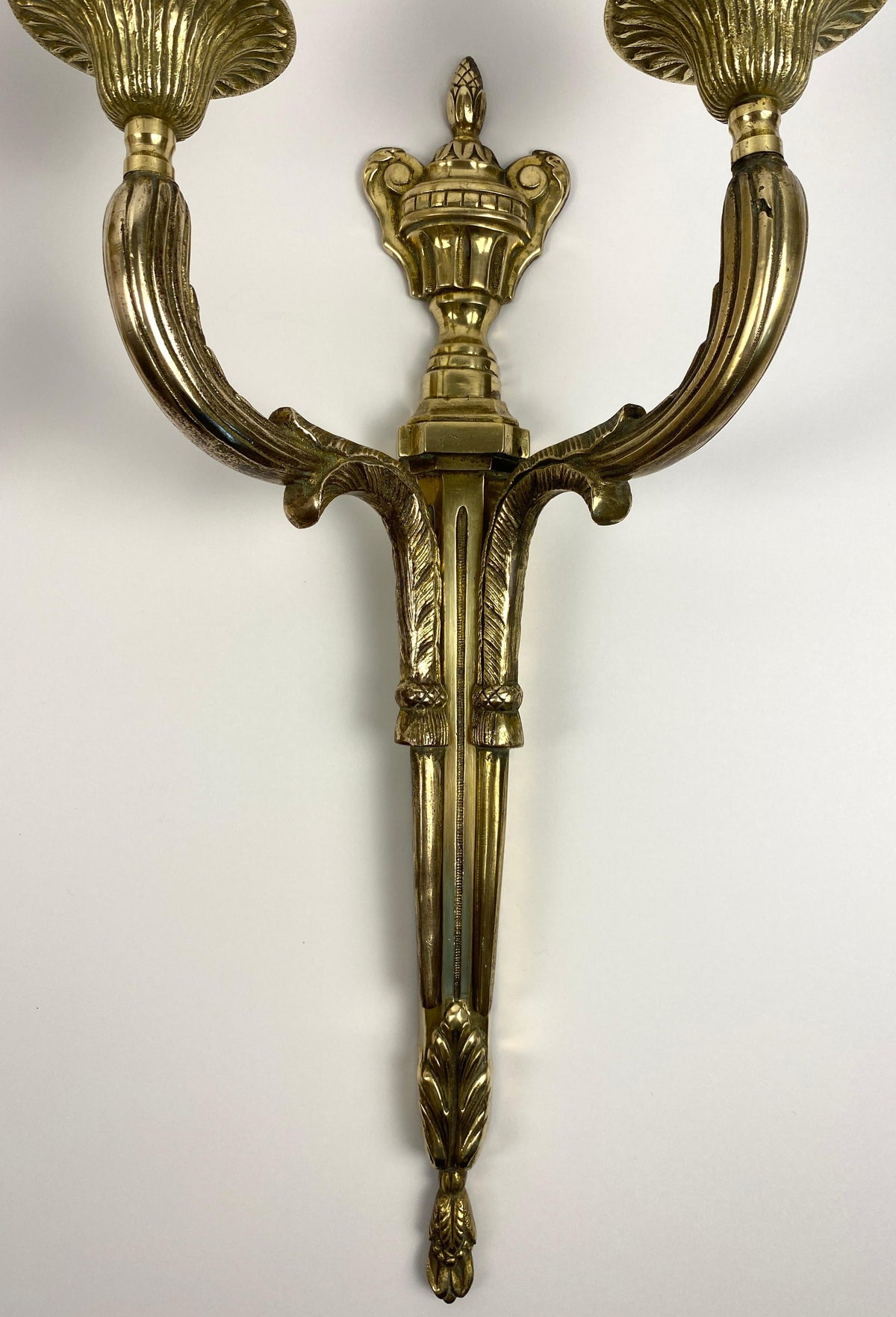 Large Pair of 19th Century French Louis XVI Style Bronze Two-Armed Wall Sconces — detail 6