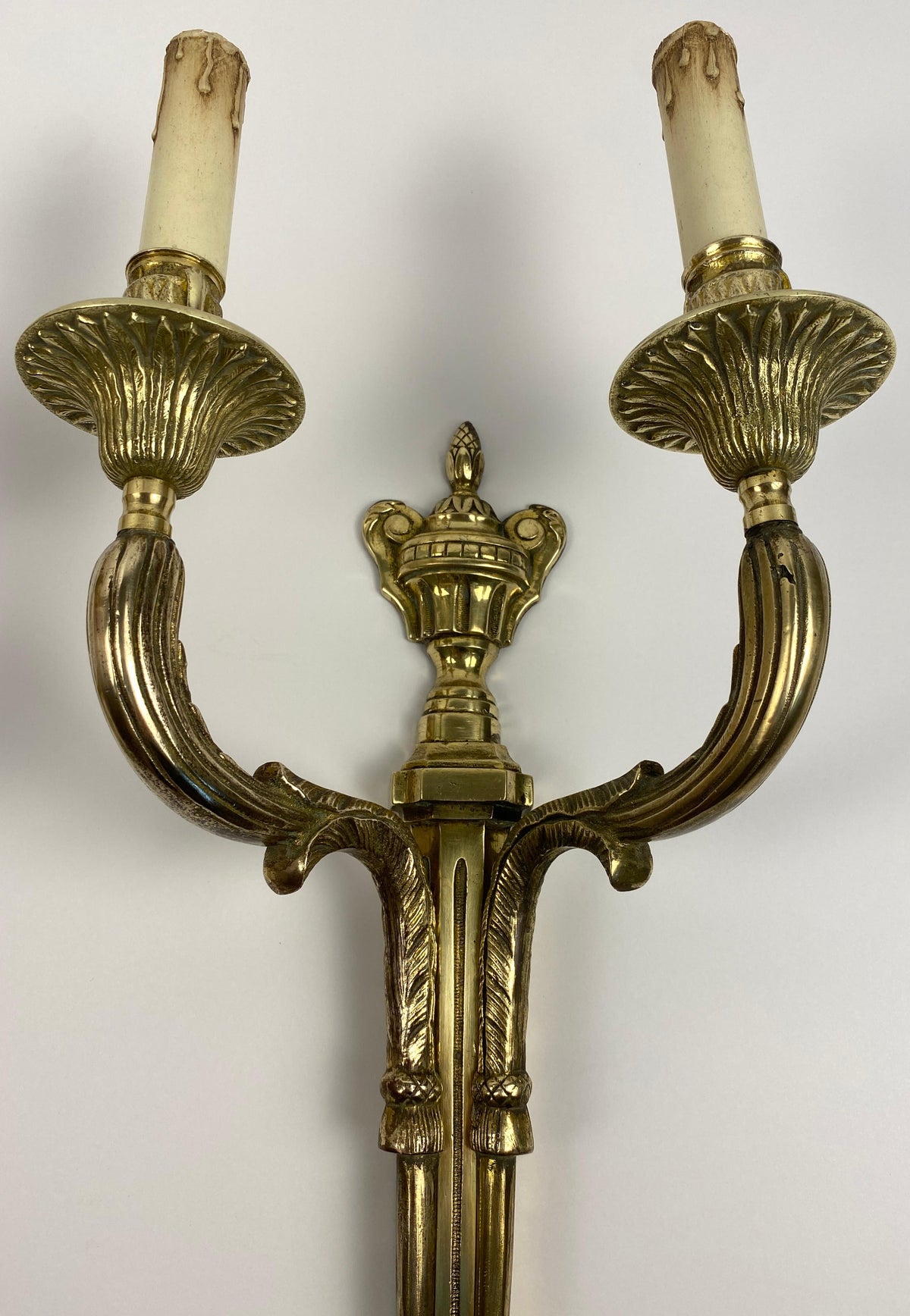 Large Pair of 19th Century French Louis XVI Style Bronze Two-Armed Wall Sconces — detail 8