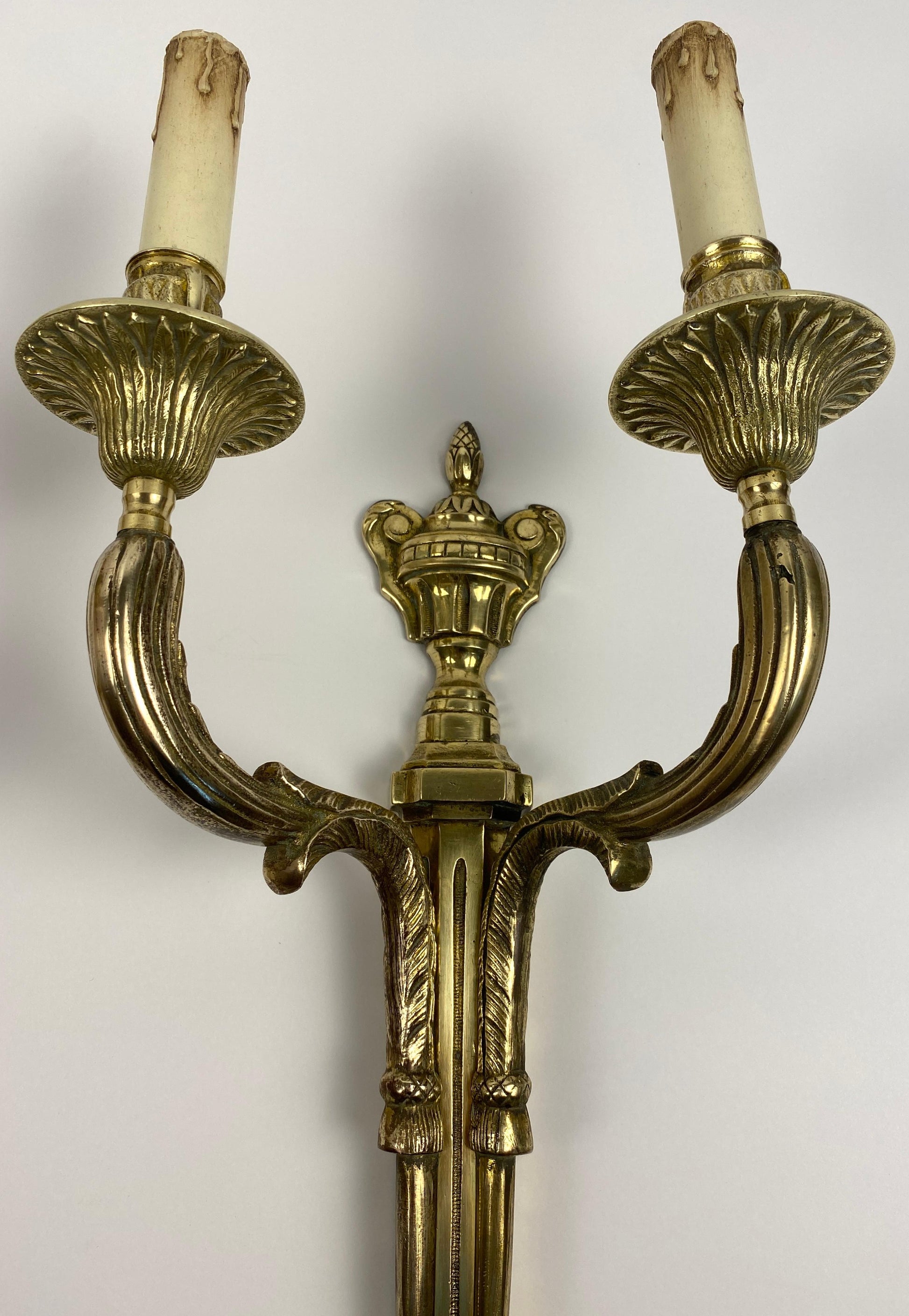 Large Pair of 19th Century French Louis XVI Style Bronze Two-Armed Wall Sconces — detail 8