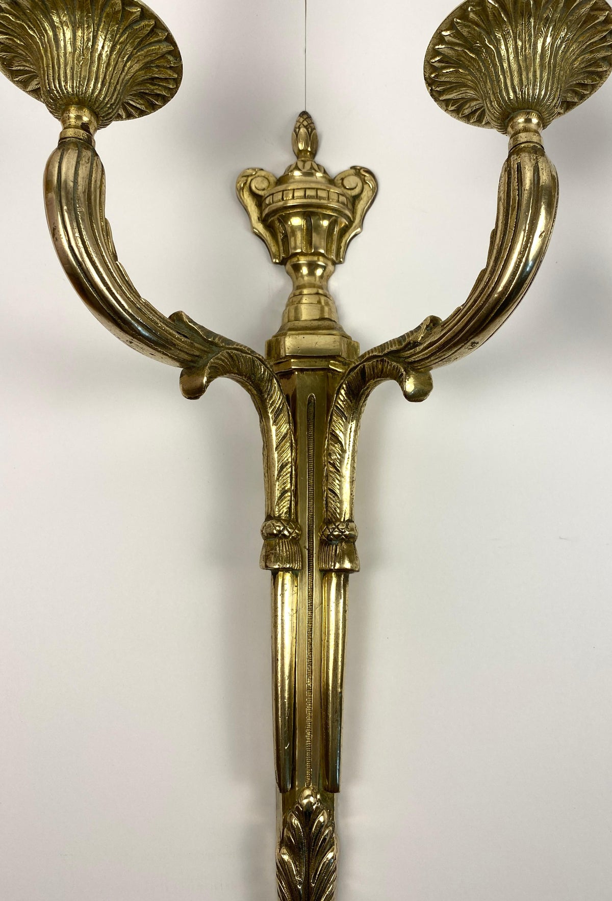 Large Pair of 19th Century French Louis XVI Style Bronze Two-Armed Wall Sconces — detail 10