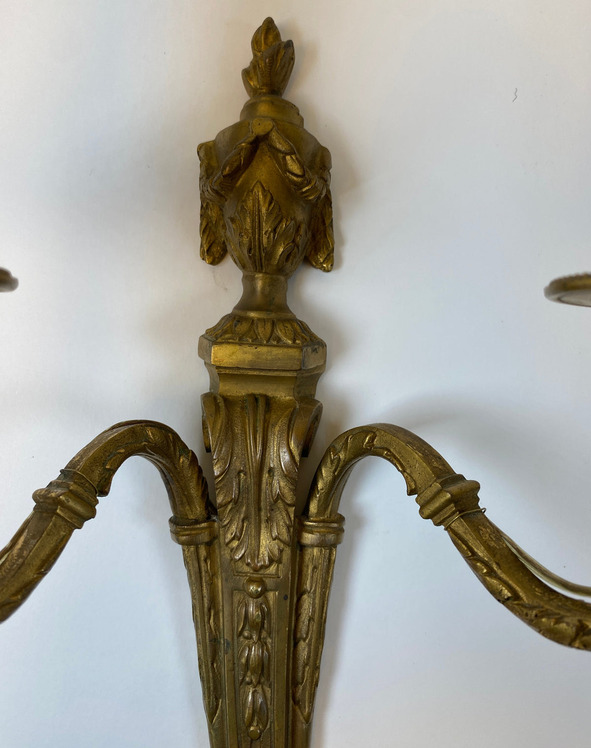 Pair of Louis XVI Style French Bronze Two-Light Wall Sconces — detail 3