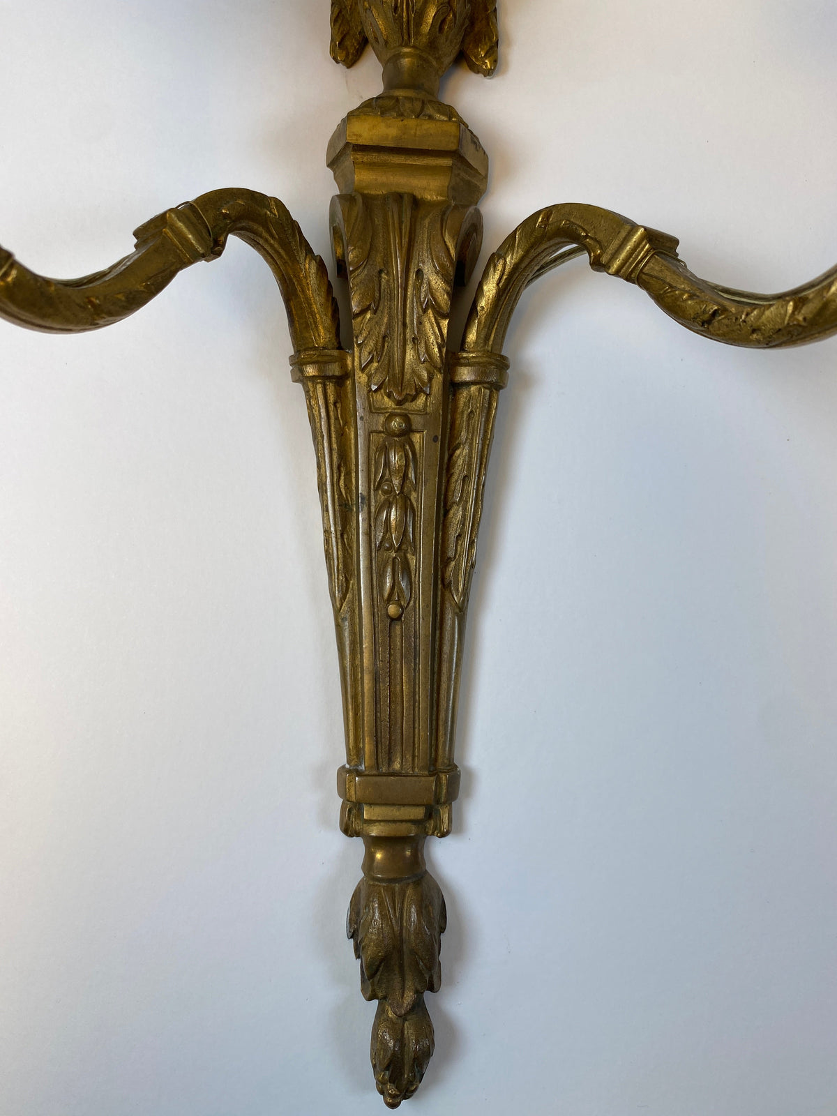 Pair of Louis XVI Style French Bronze Two-Light Wall Sconces — detail 4