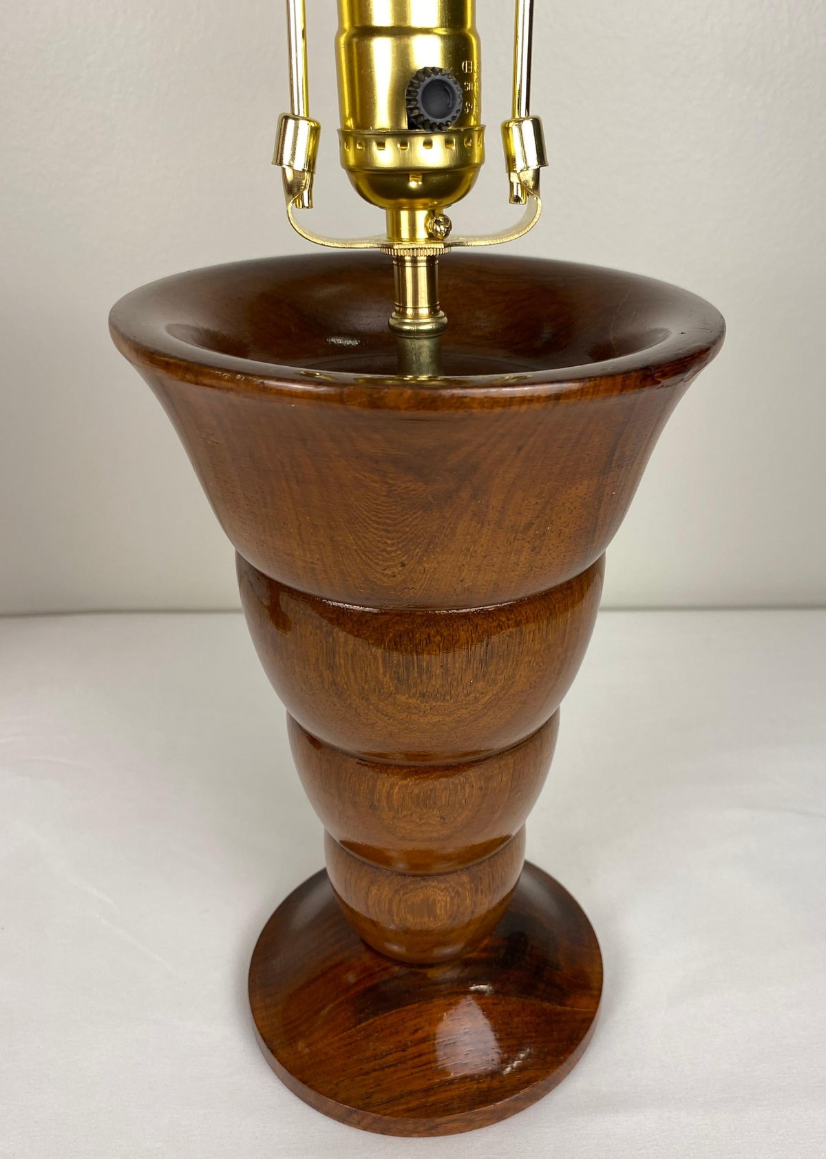 Pair of French Art Deco Table Lamps Solid Rosewood — detail 3