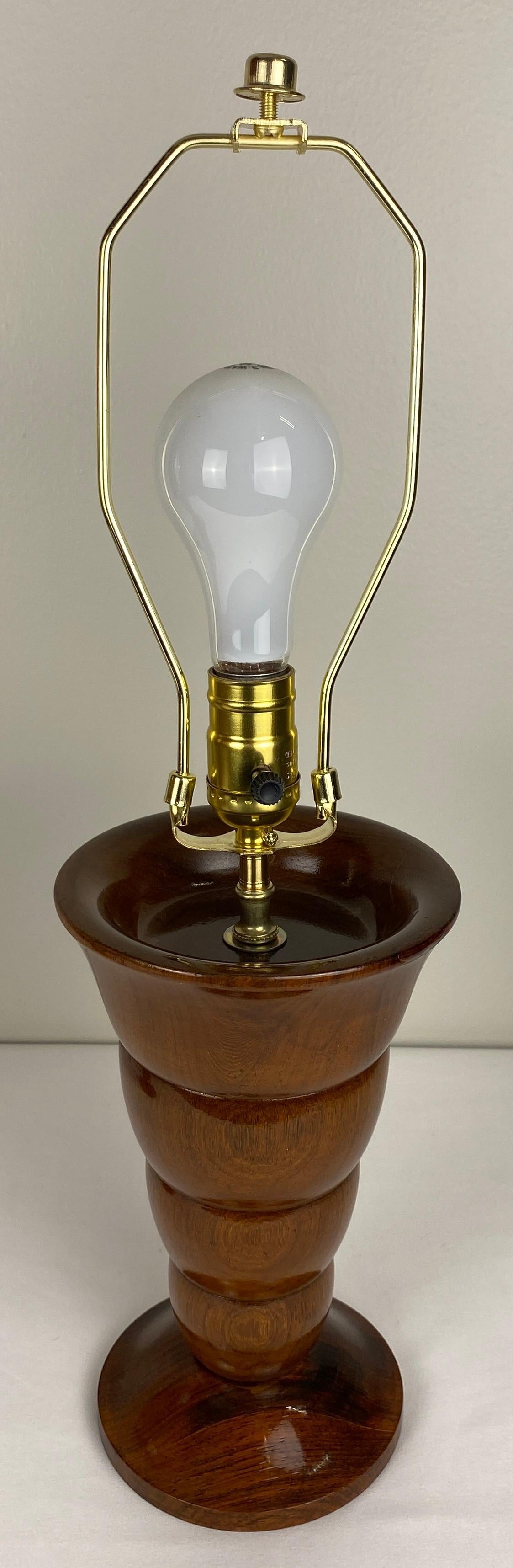 Pair of French Art Deco Table Lamps Solid Rosewood — detail 5
