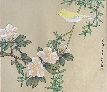 Pair of Antique Framed Chinese Silk and Bird Paintings — detail 3