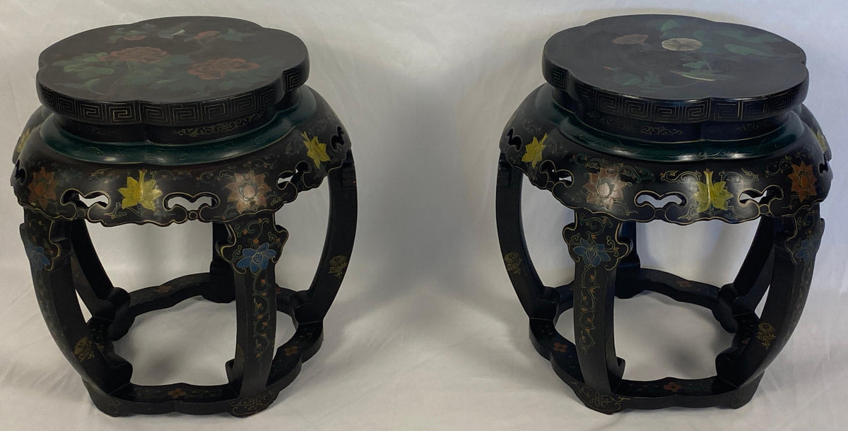 Pair of Chinese Hand Carved and Hand Painted Side Tables — detail 11