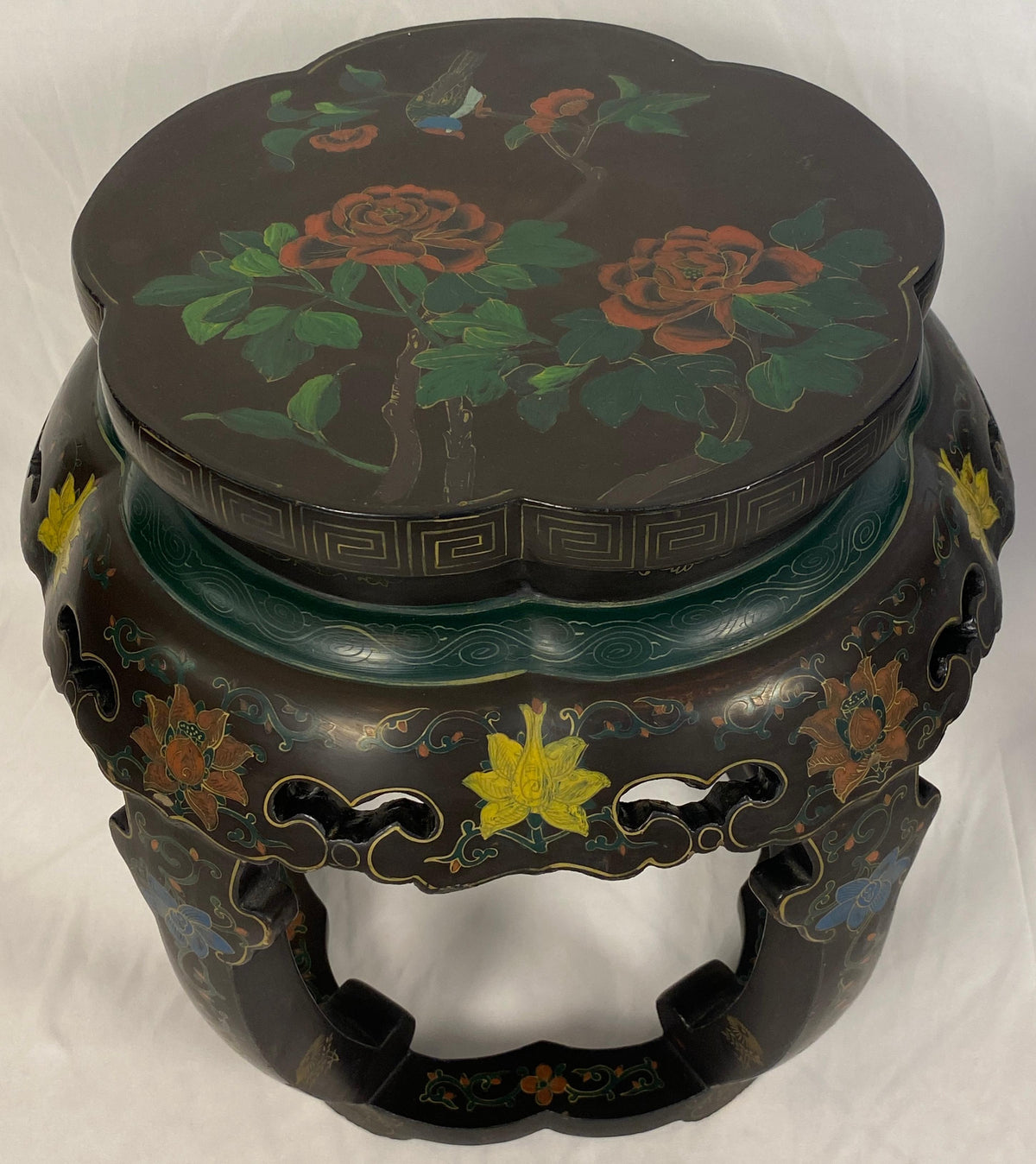 Pair of Chinese Hand Carved and Hand Painted Side Tables — detail 3