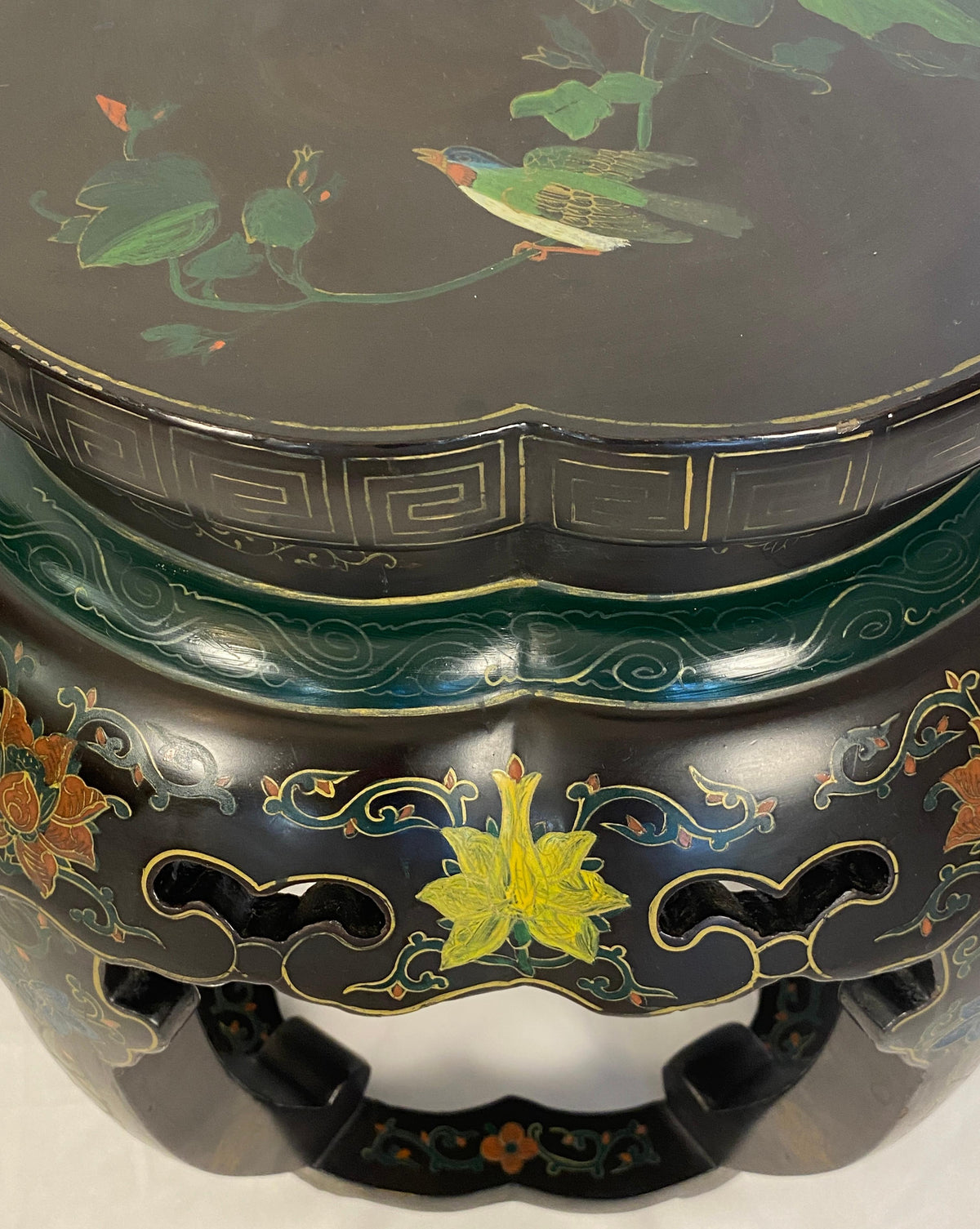 Pair of Chinese Hand Carved and Hand Painted Side Tables — detail 4