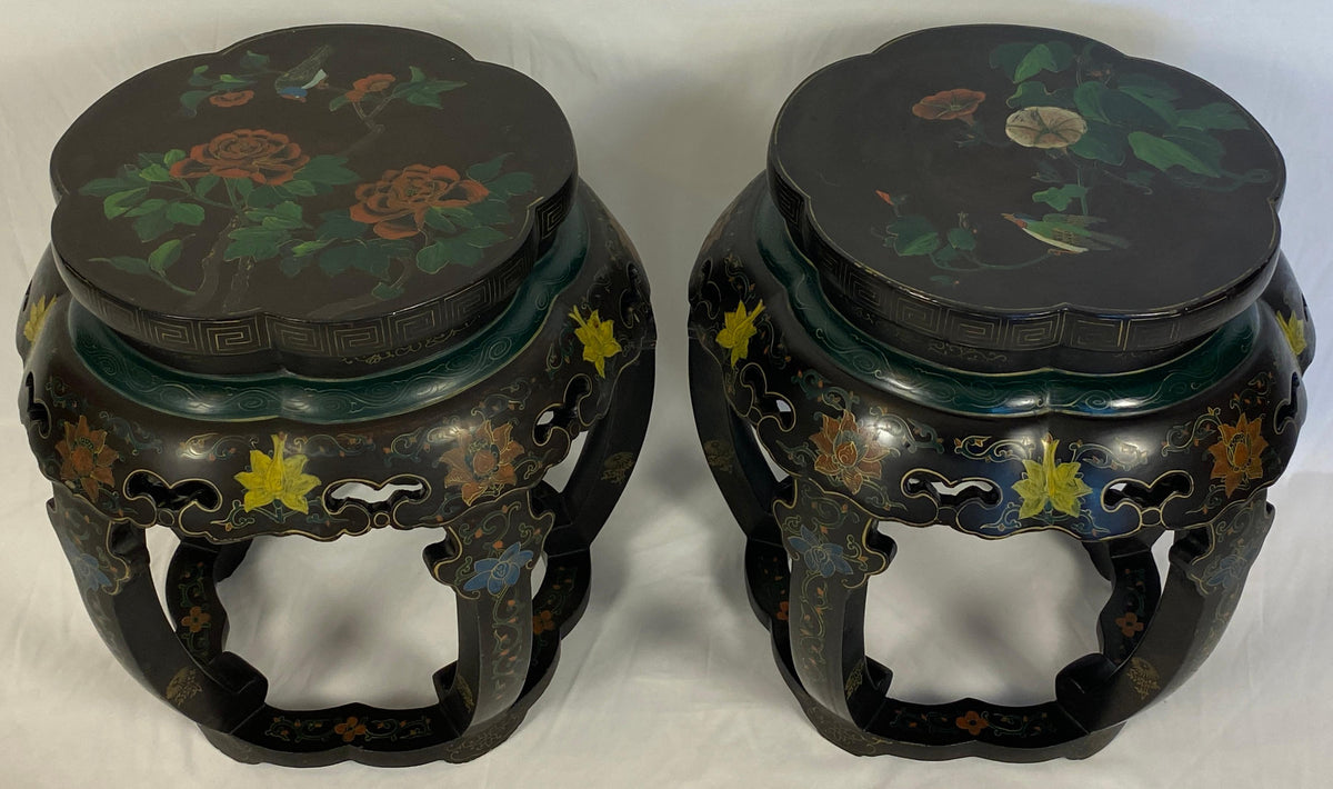 Pair of Chinese Hand Carved and Hand Painted Side Tables — detail 7