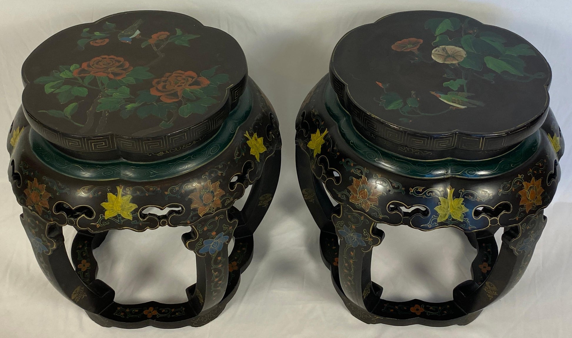 Pair of Chinese Hand Carved and Hand Painted Side Tables — detail 7