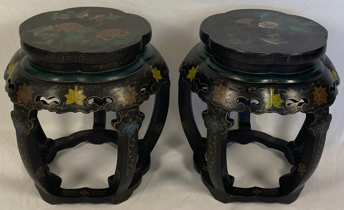 Pair of Chinese Hand Carved and Hand Painted Side Tables — detail 9