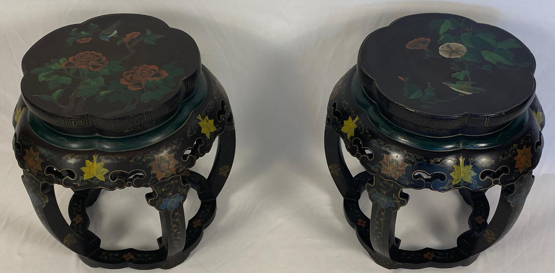 Pair of Chinese Hand Carved and Hand Painted Side Tables — detail 10