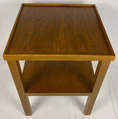 Pair Edward Wormley Style Wooden Two Tier End/Side Tables, MCM Oak Nightstands — detail 4